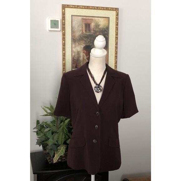 Kasper Blazer Jacket size 8P Short Sleeve Open Front 3 Buttons - Picture 1 of 13